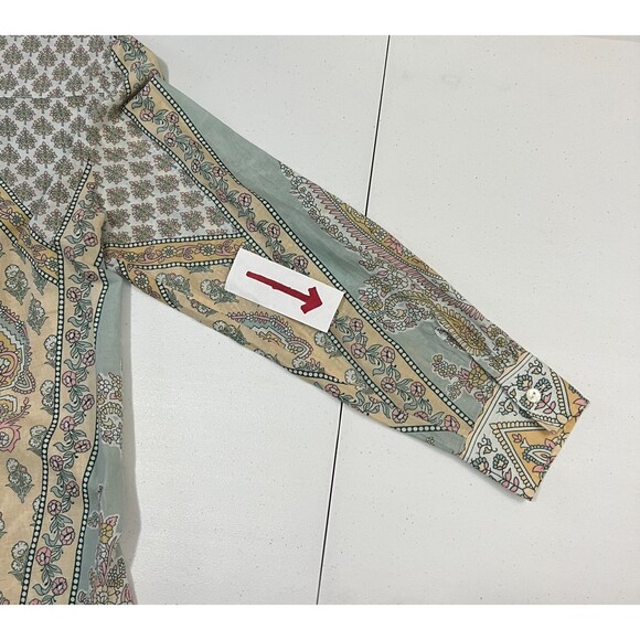 Soft Surroundings Tabitha Tunic Top Floral Paisley Green Pink - Petite XS *READ* - Picture 7 of 12